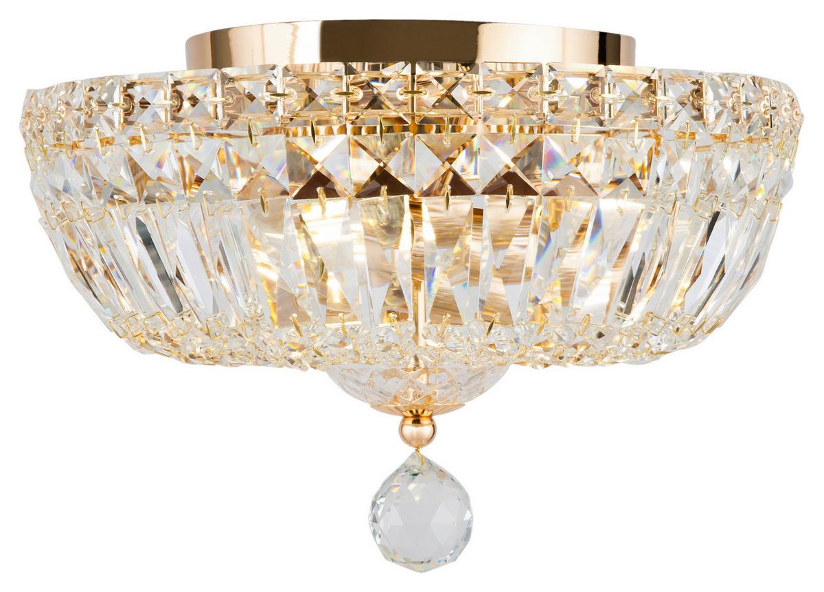 Kronleuchter Basfor 3xe14, Goldfarben Kristallglas - Goldfarben, Trend, Glas/Metall (30/18/30cm) - MAYTONI