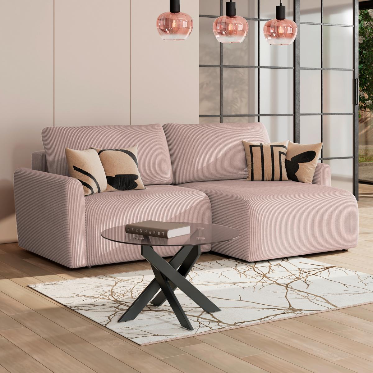 Ecksofa Josh Rosa S: 229x146 Cm - Rosa, Trend, Textil (229/146cm)