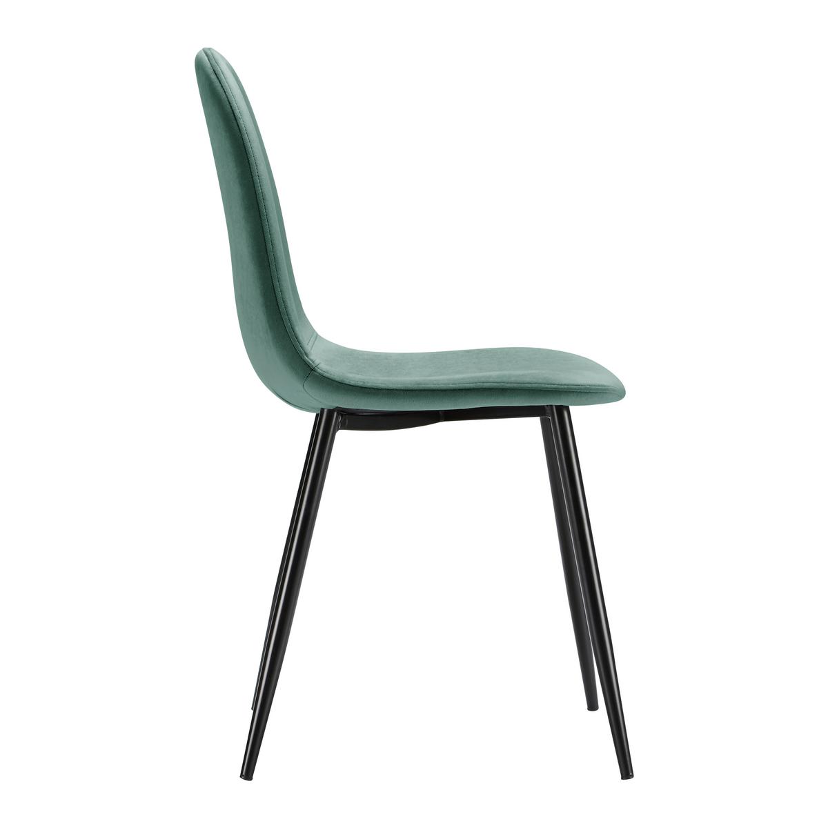 Zamatová Stolička Lio Zelená - zelená, Moderný, kov/drevo (43/86/55cm) - Bessagi Home