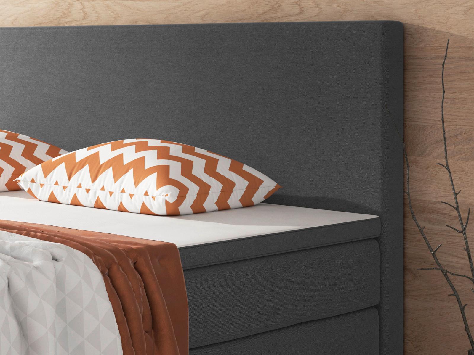 Boxspringbett Mit Topper 180x200 Cm Berllin F - Anthrazit/Silberfarben, KONVENTIONELL, Textil (180/200cm) - MID.YOU