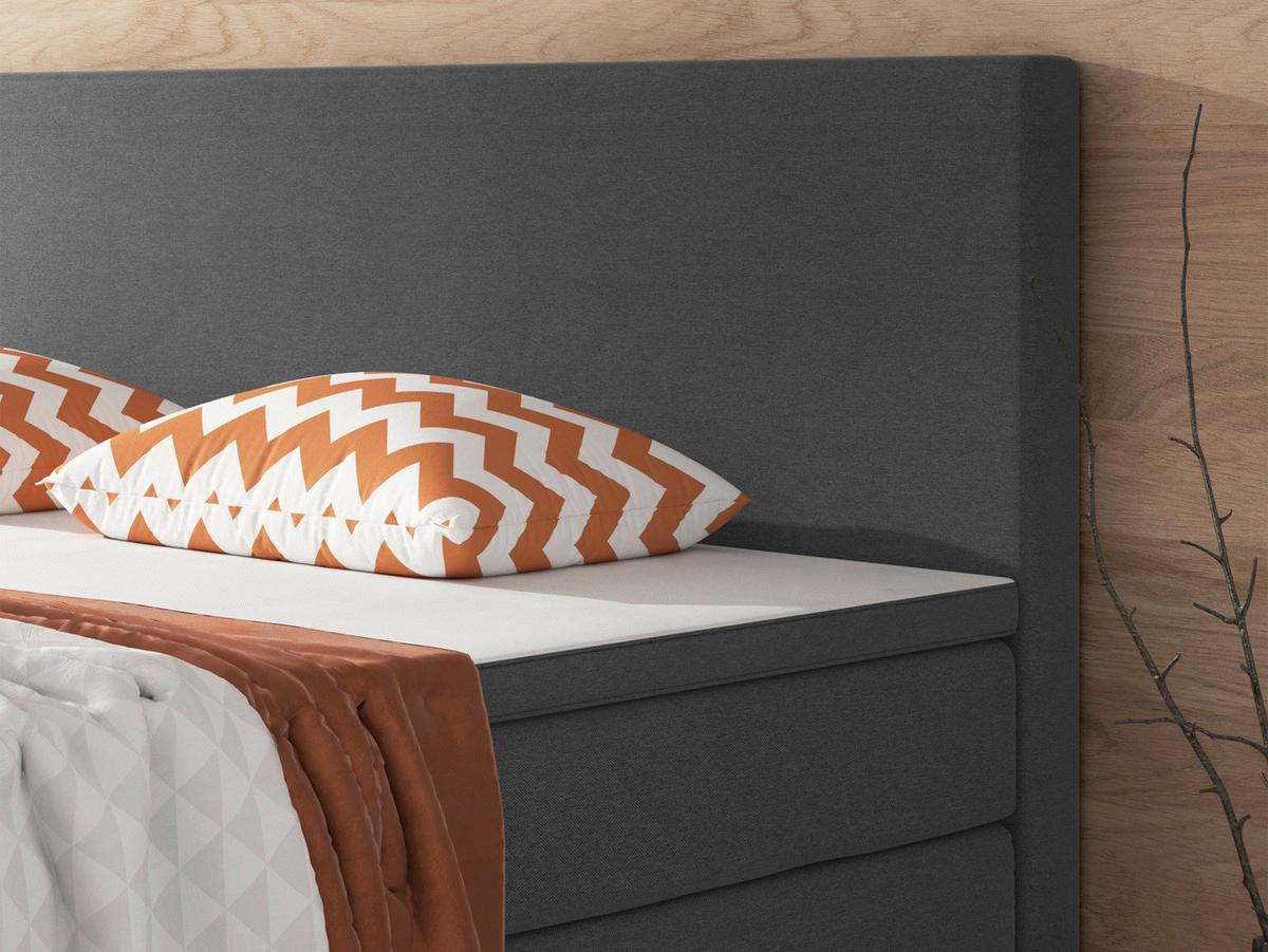 Boxspringbett mit Topper 180x200 Berlin - Anthrazit/Silberfarben, KONVENTIONELL, Textil (180/200cm) - MID.YOU