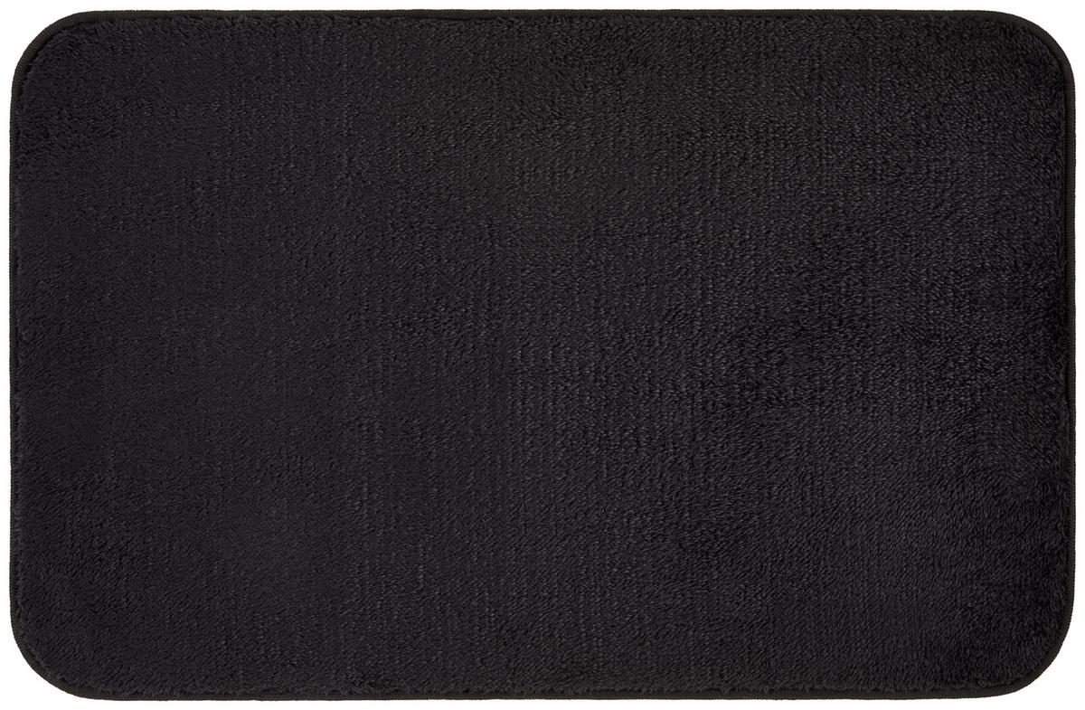 Badematte List Schwarz 45x70 cm Rutschhemmend - Schwarz, KONVENTIONELL, Textil (45/70cm) - Ondega
