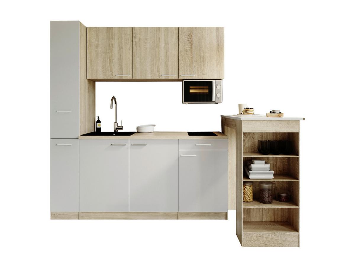 KÜCHENBLOCK Ingrid, Weiß B: 180 cm - Eichefarben/Weiß, Design, Holzwerkstoff (180cm) - Respekta