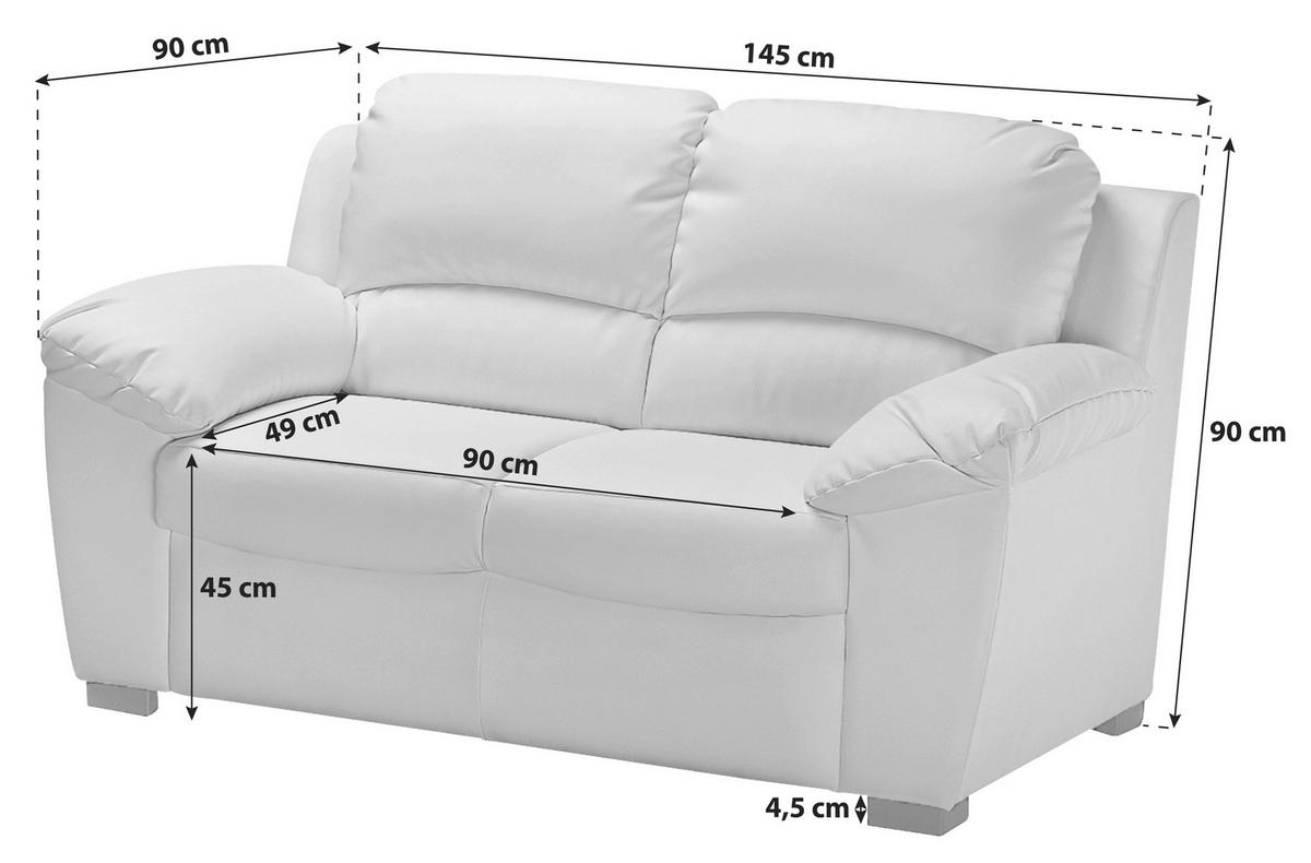 2-sitzer-sofa Danilo Rücken Echt Beige Lederlook - Beige/Schwarz, KONVENTIONELL, Textil (145/90/90cm) - MID.YOU