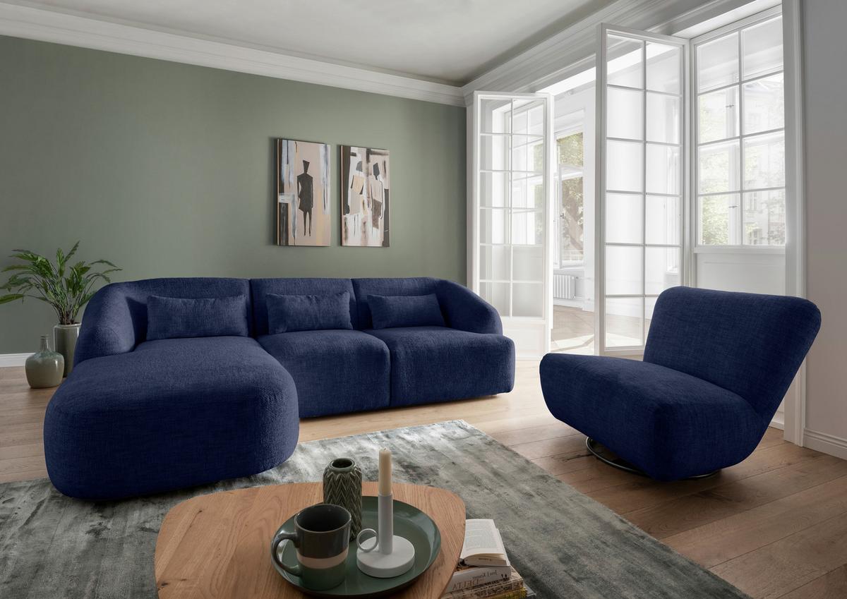 Ecksofa Caponi Dunkelblau S: 160x256 Cm - Schwarz/Dunkelblau, MODERN, Textil (160/256cm) - Livetastic