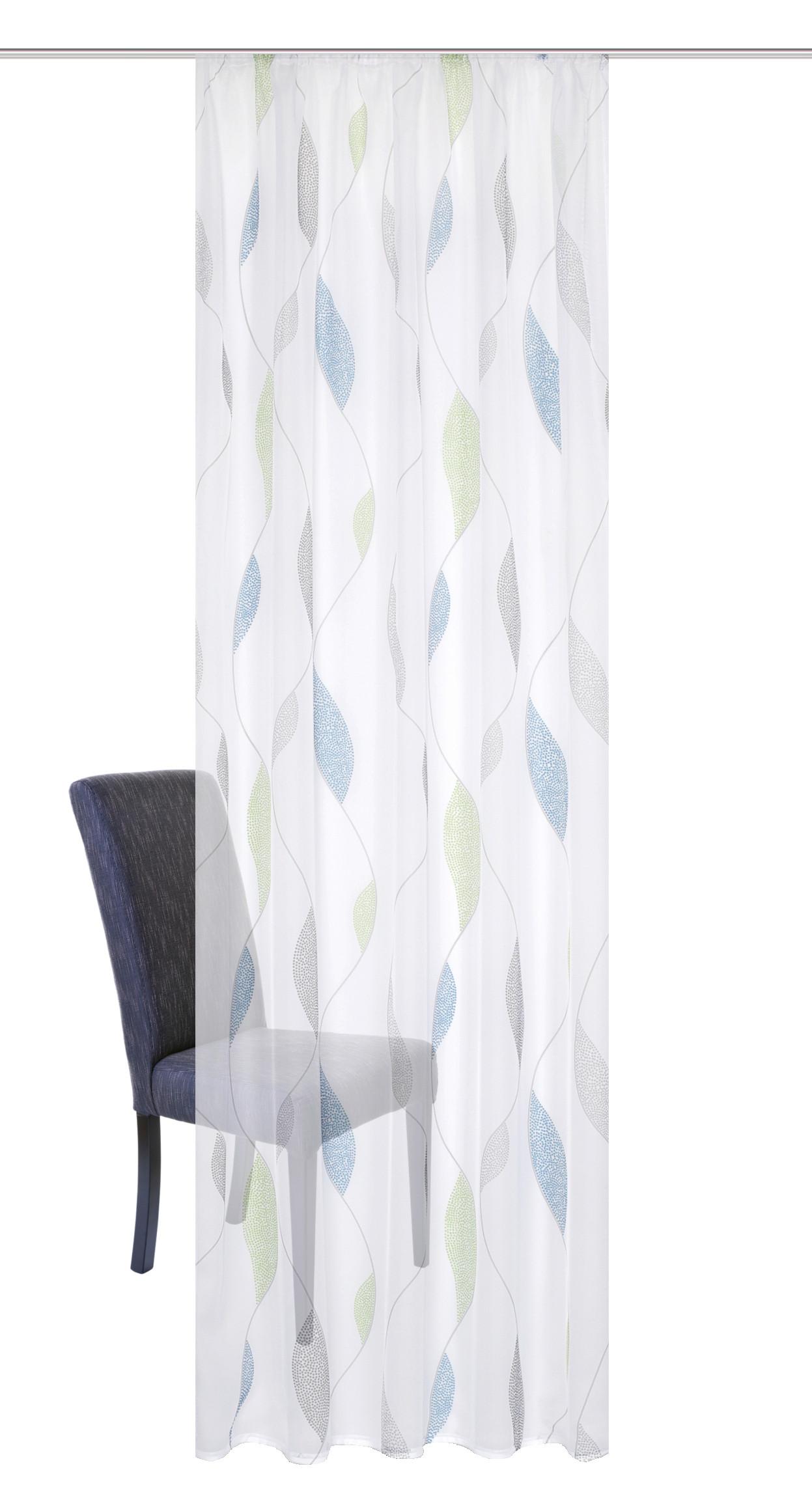 Fertigvorhang Blau Grün B: 140 Cm - Blau/Grün, KONVENTIONELL, Textil (140/145cm) - Schmidt W. Gmbh