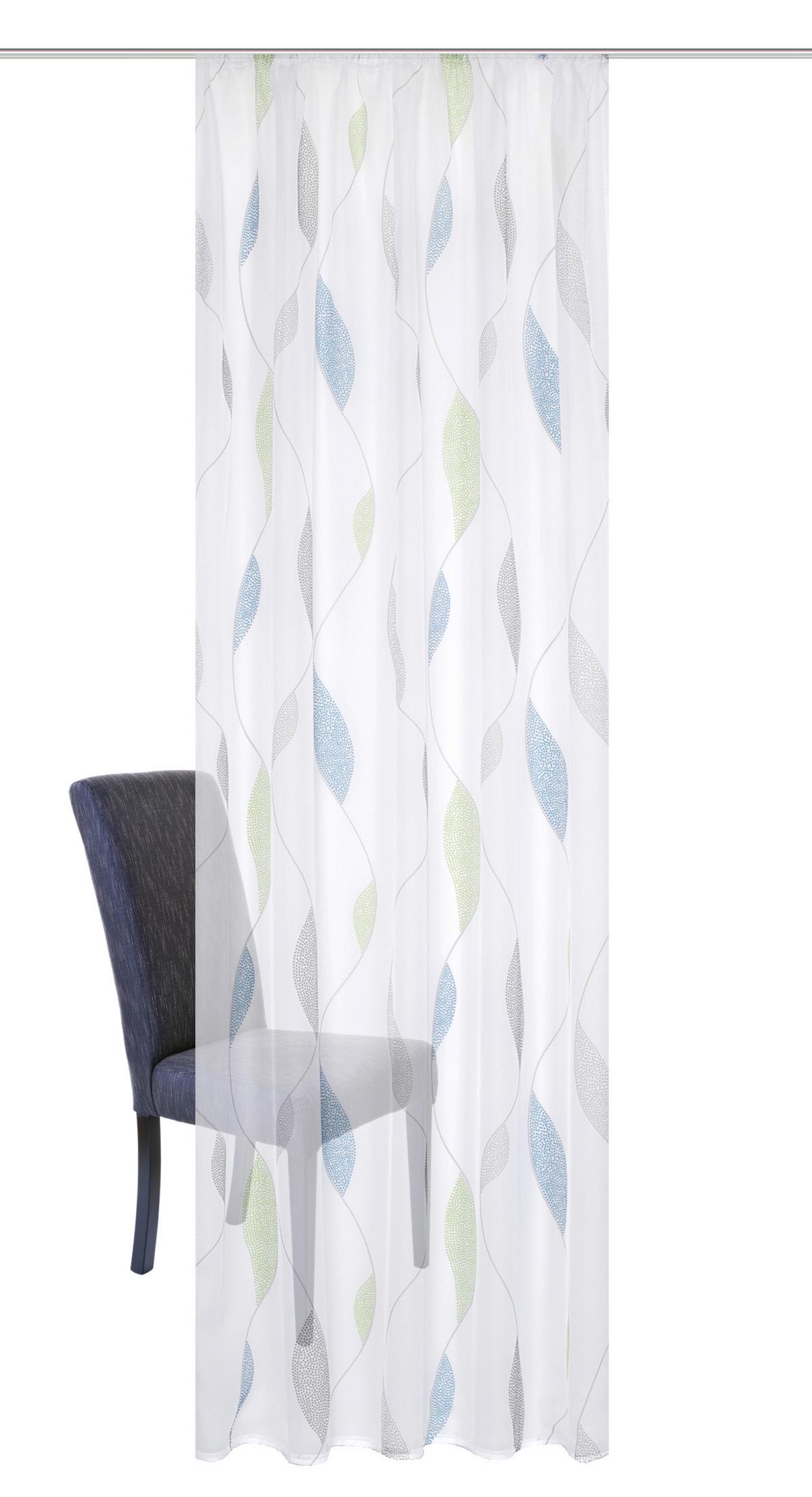 Fertigvorhang Blau Grün B: 140 Cm - Blau/Grün, KONVENTIONELL, Textil (140/145cm) - Schmidt W. Gmbh