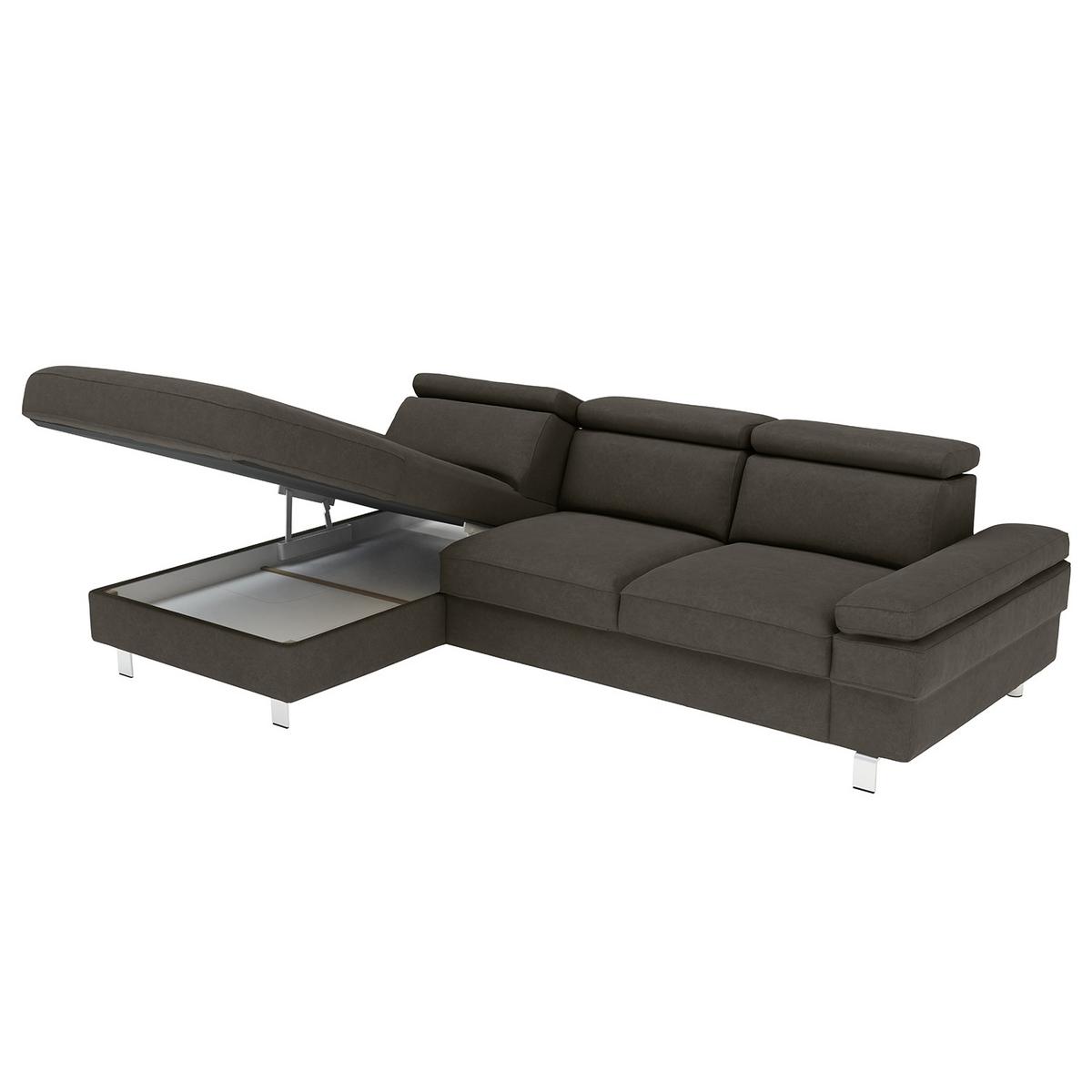 Ecksofa Elvis, Anthrazit S: 182x259 Cm - Anthrazit/Silberfarben, KONVENTIONELL, Textil (182/259cm) - Trendmanufaktur