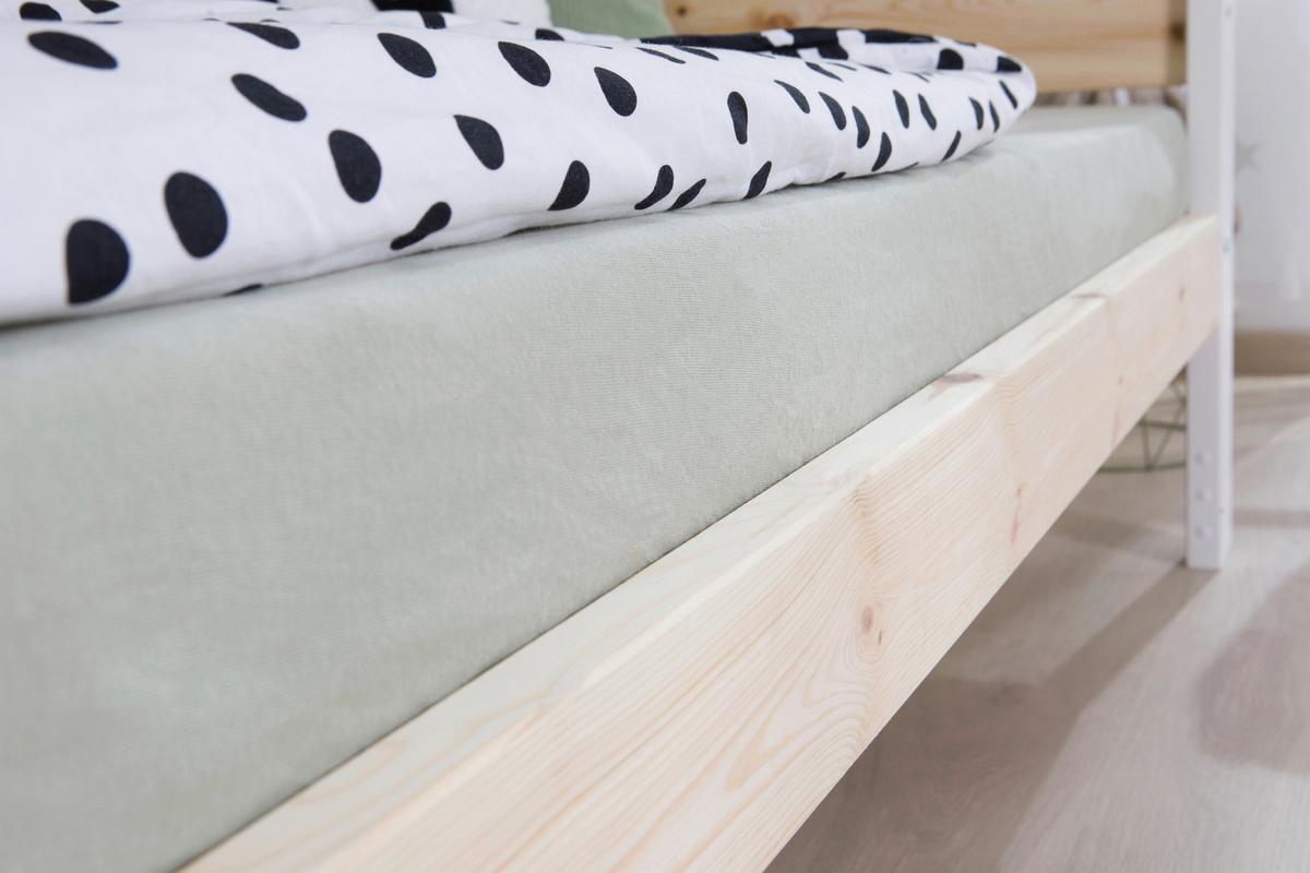 Bodenbett mit Rollrost 90x200 cm Natufarben/Weiß - Naturfarben/Weiß, MODERN, Holz (90/200cm) - MID.YOU