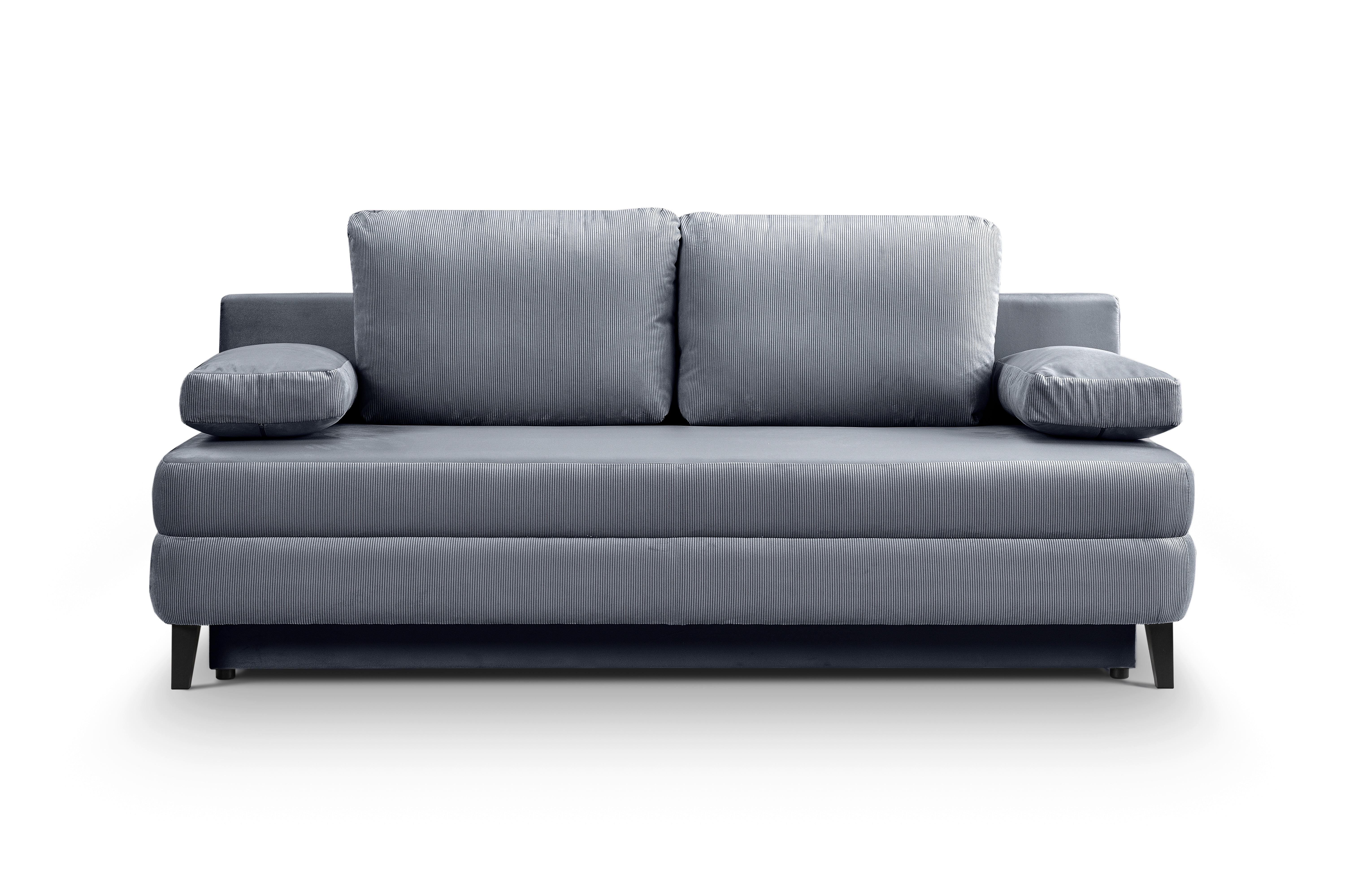 Schlafsofa Sorto Blaugrau B: 200cm - Blaugrau/Schwarz, Basics, Holz/Textil (200/91/100cm) - MID.YOU