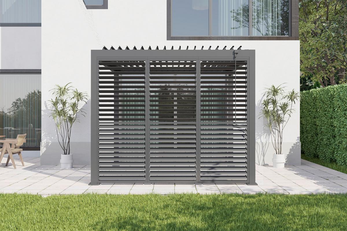 Lamellenwand verstellbar 93cm für Core+Pergola 3x4m und 3x6m - Anthrazit, Basics, Metall (92,5/234/4cm) - Gardenson