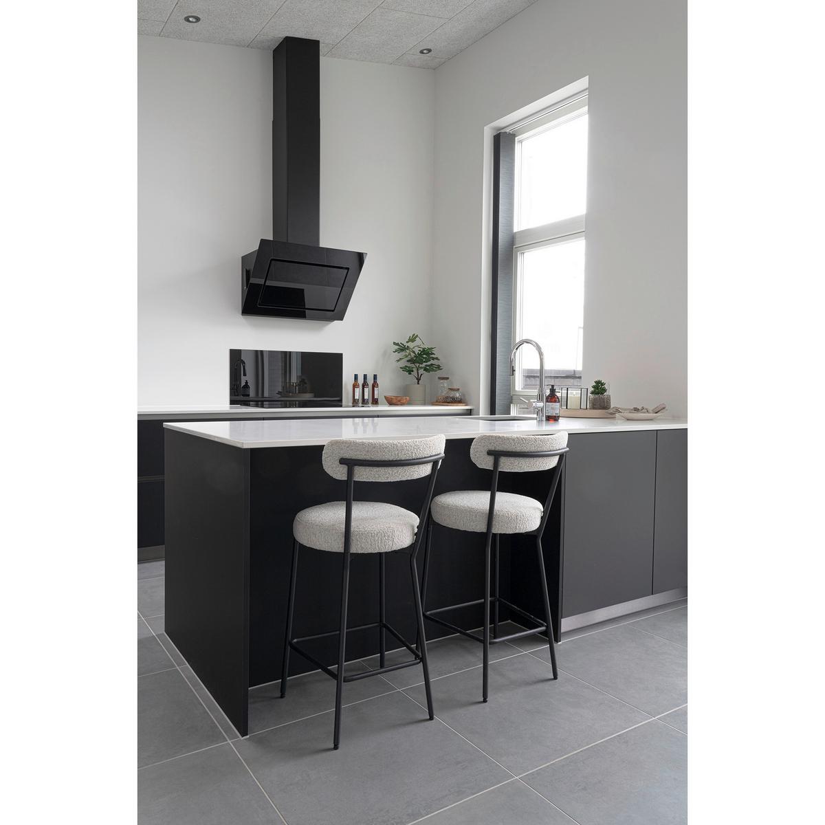 Barhocker Badalona Weiß B: 39 cm - Schwarz/Weiß, MODERN, Textil/Metall (39/90/46cm) - MID.YOU