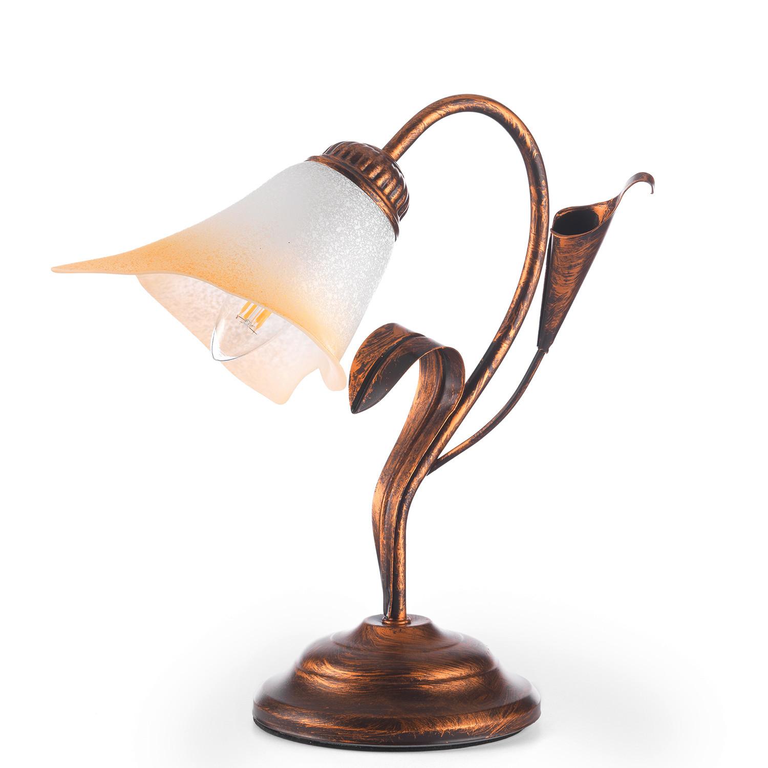 Tischleuchte 4722/Lb - Bronzefarben/Weiß, Natur, Metall (25/31cm)