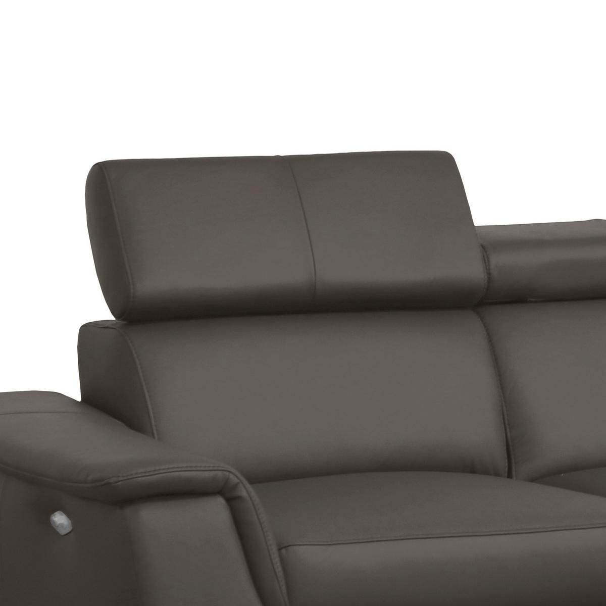 Ecksofa Lince Dunkelbraun S: 257x197 cm - Chromfarben/Dunkelbraun, Design, Leder/Textil (257/197cm) - Livetastic