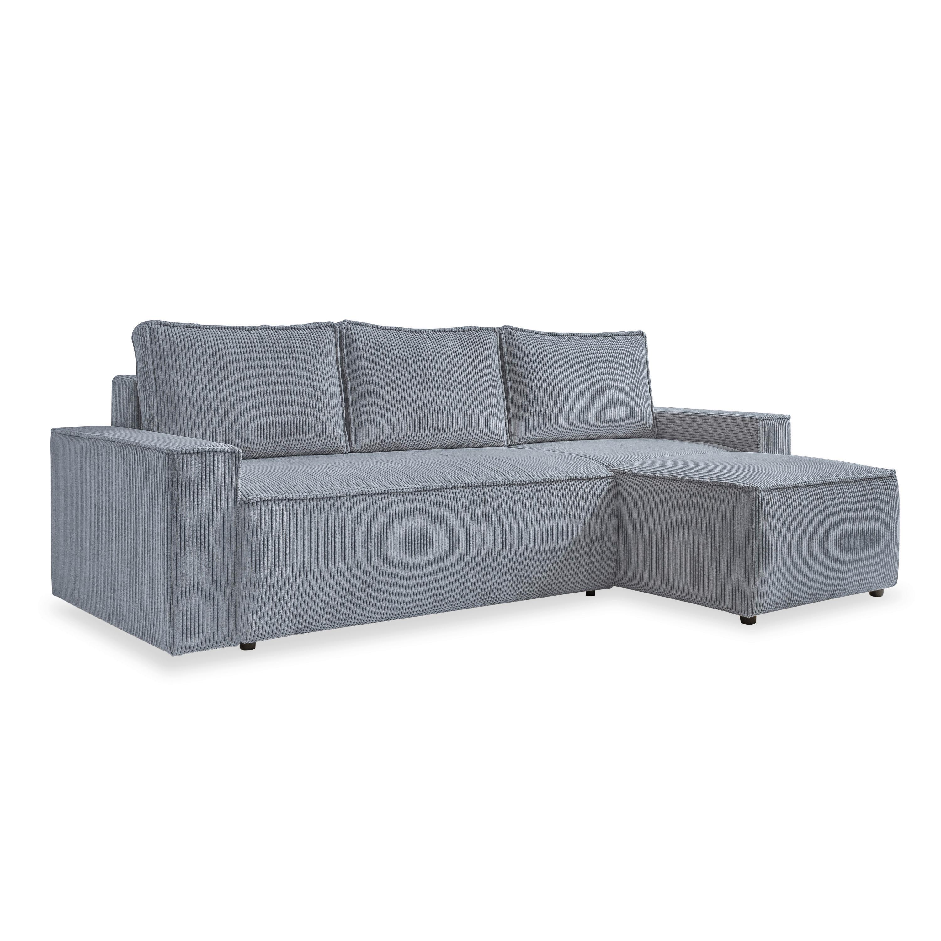 Rozkládací sedačka OLIVER, oboustranná montáž, sv. šedá - černá/světle šedá, Design, textil/plast (250/156cm) - MID.YOU