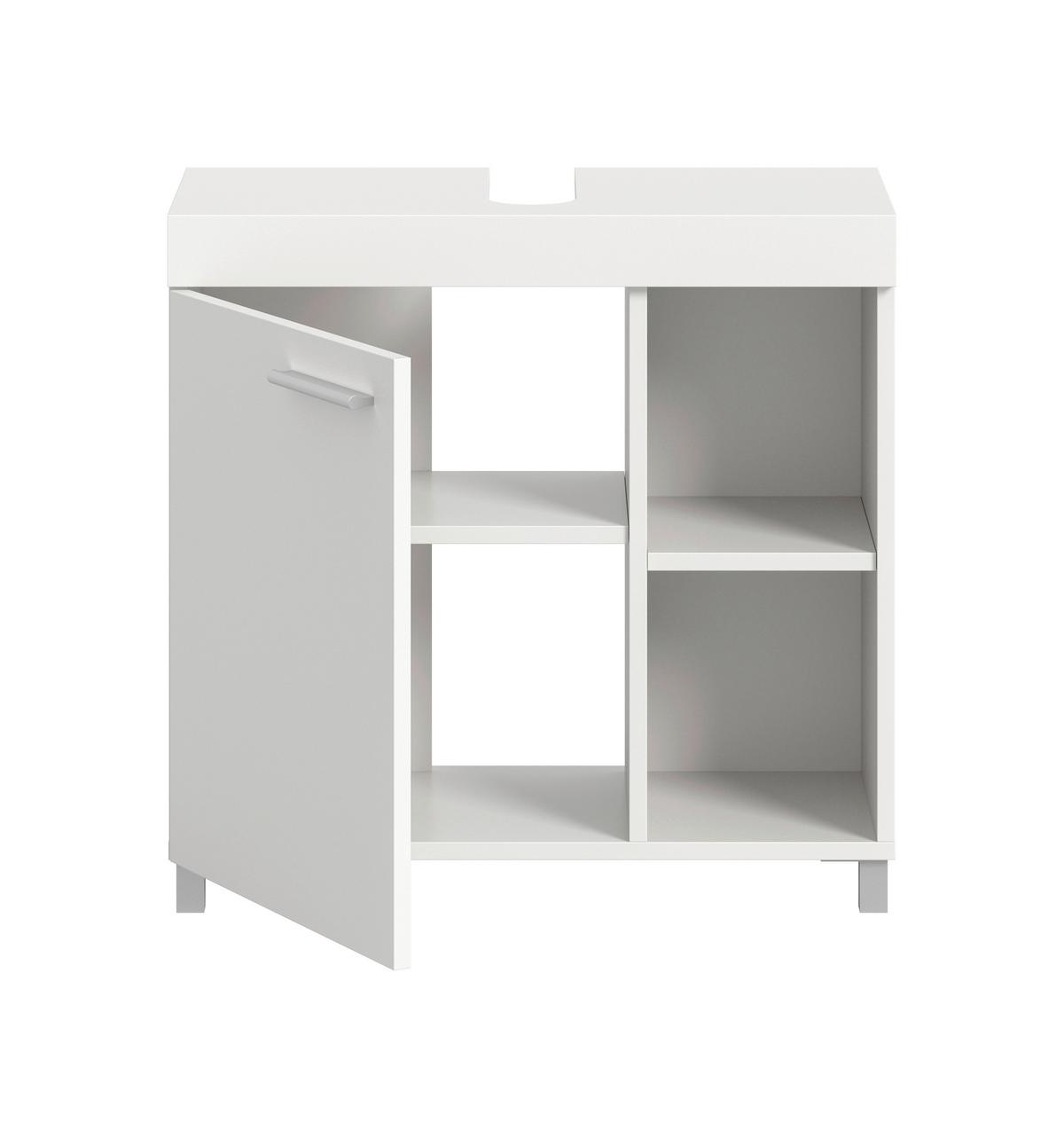 Waschbeckenunterschrank Noah Weiß B: 65cm - Silberfarben/Weiß, Trend, Holzwerkstoff (65/63/31cm) - MID.YOU