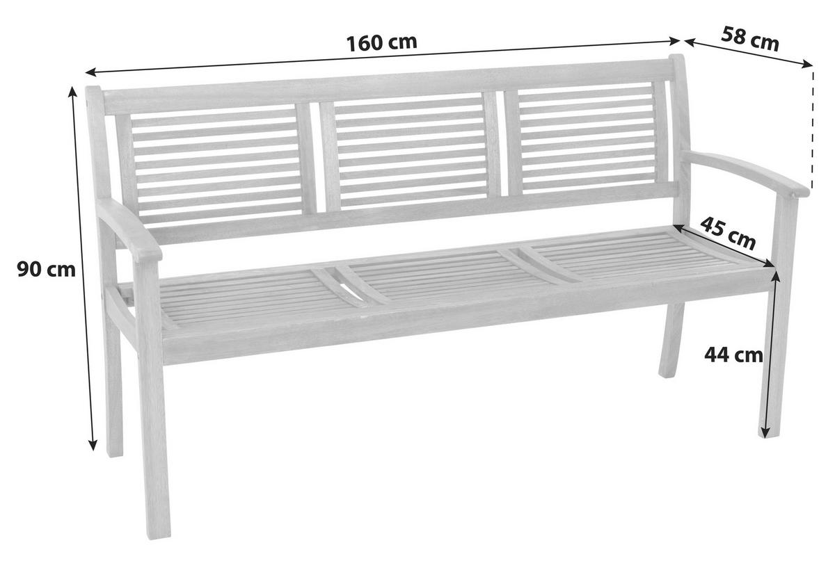 Gartenbank Echtholz 3-sitzer Cordoba Mit Rückenlehne - Naturfarben, Basics, Holz (160/90/58cm) - Gardenson