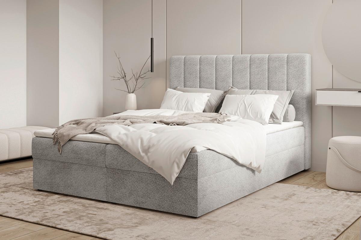 Boxbett Paris Lf: 140x200 Grau - Schwarz/Grau, MODERN, Holz/Kunststoff (140/200cm) - MID.YOU