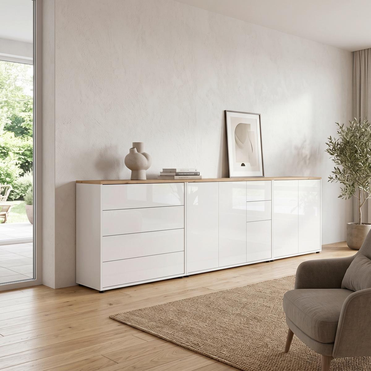 MID.YOU SIDEBOARD Mailand7 B:263,5cm Weiß/Eiche online kaufen ➤ Möbelix