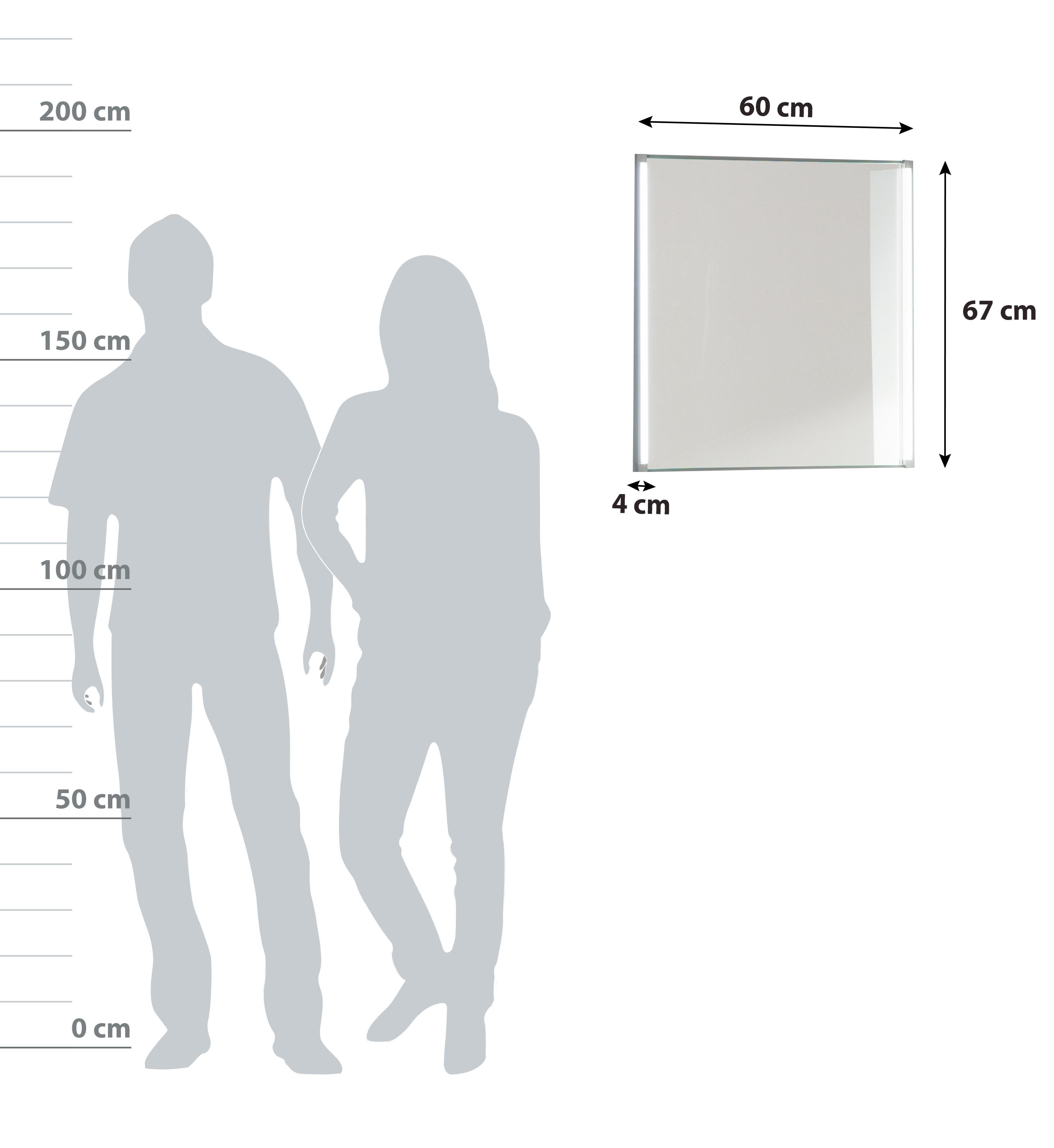 Badspiegel LED-Line BxH 60x67 cm Led Beleuchtung - Alufarben, MODERN, Glas/Holzwerkstoff (60/67/4cm) - MID.YOU