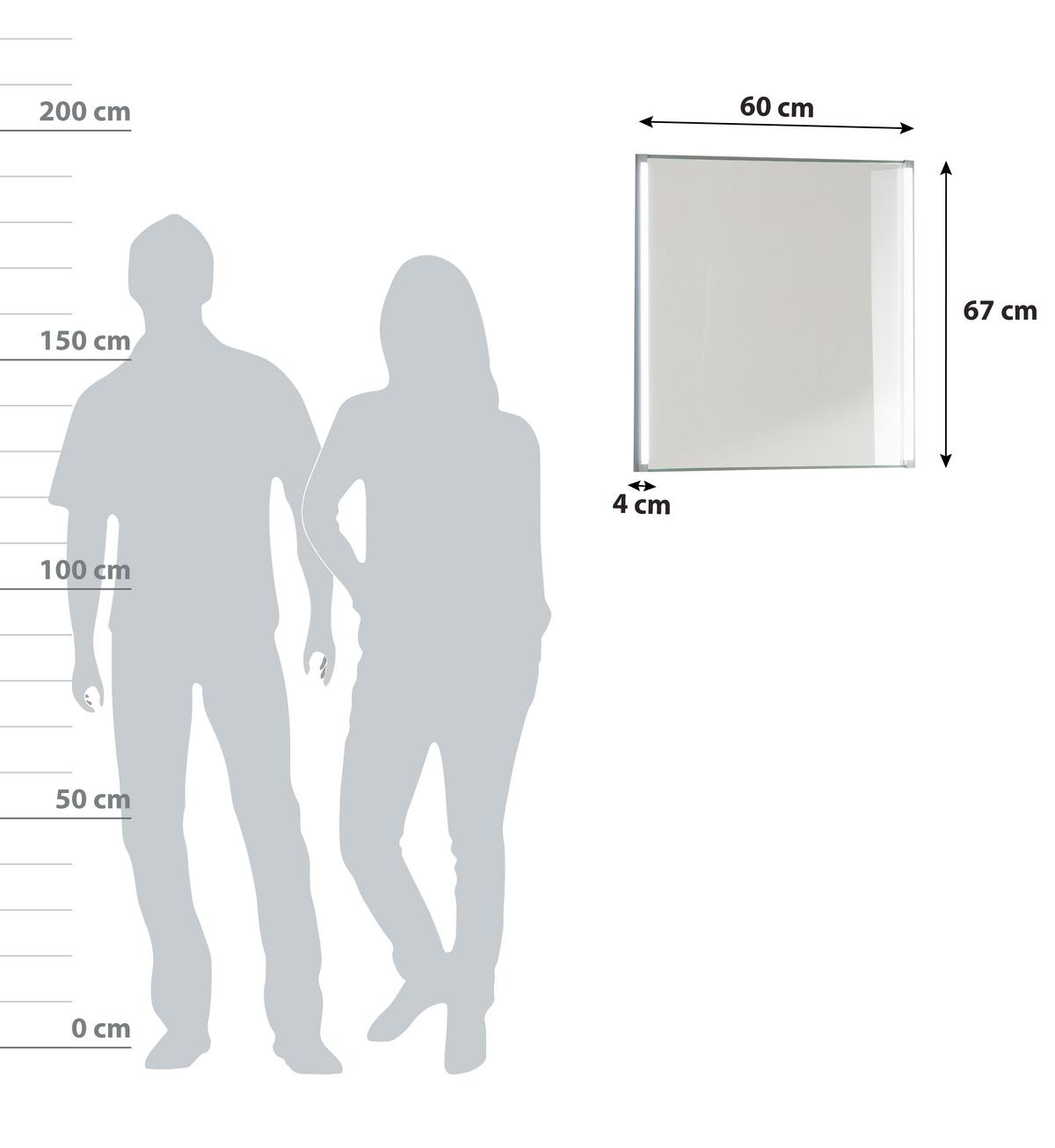 Badspiegel LED-Line BxH 60x67 cm Led Beleuchtung - Alufarben, MODERN, Glas/Holzwerkstoff (60/67/4cm) - MID.YOU
