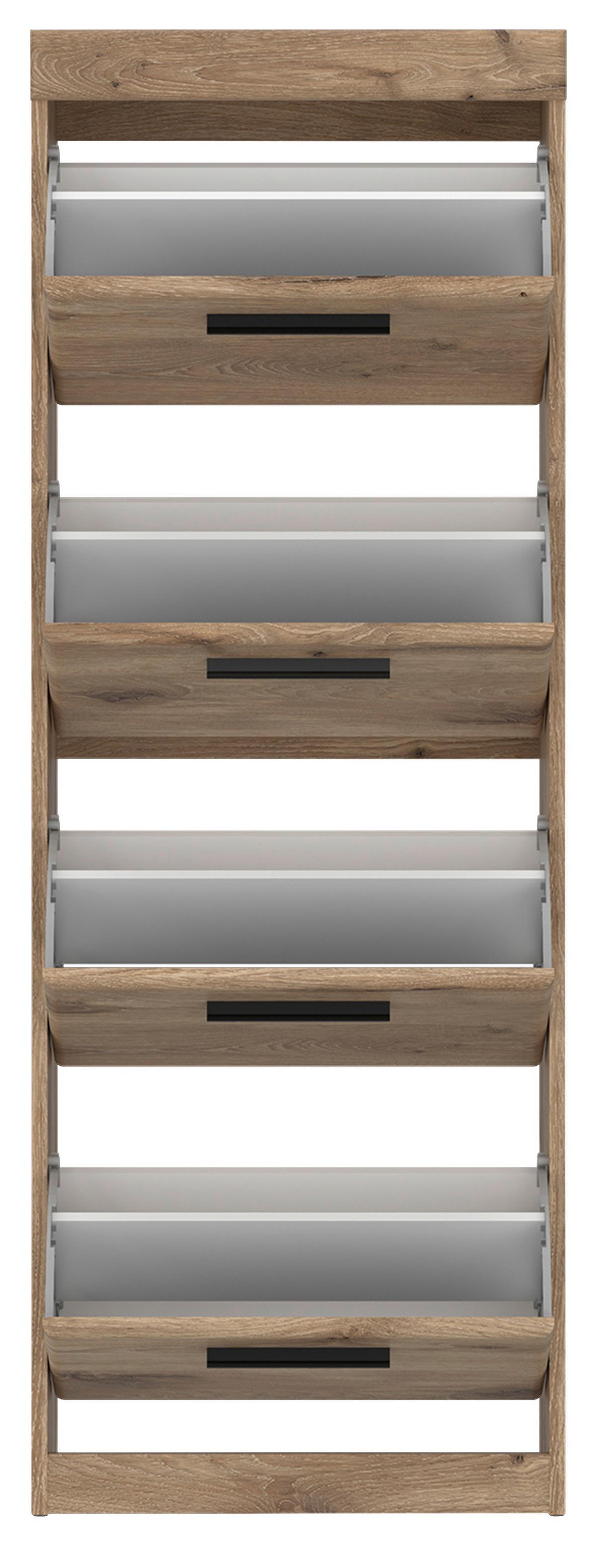 Schuhschrank Grano Eichefarben B: 53,9 cm - Eichefarben/Schwarz, Trend, Holzwerkstoff (53,9/149,7/30,4cm)