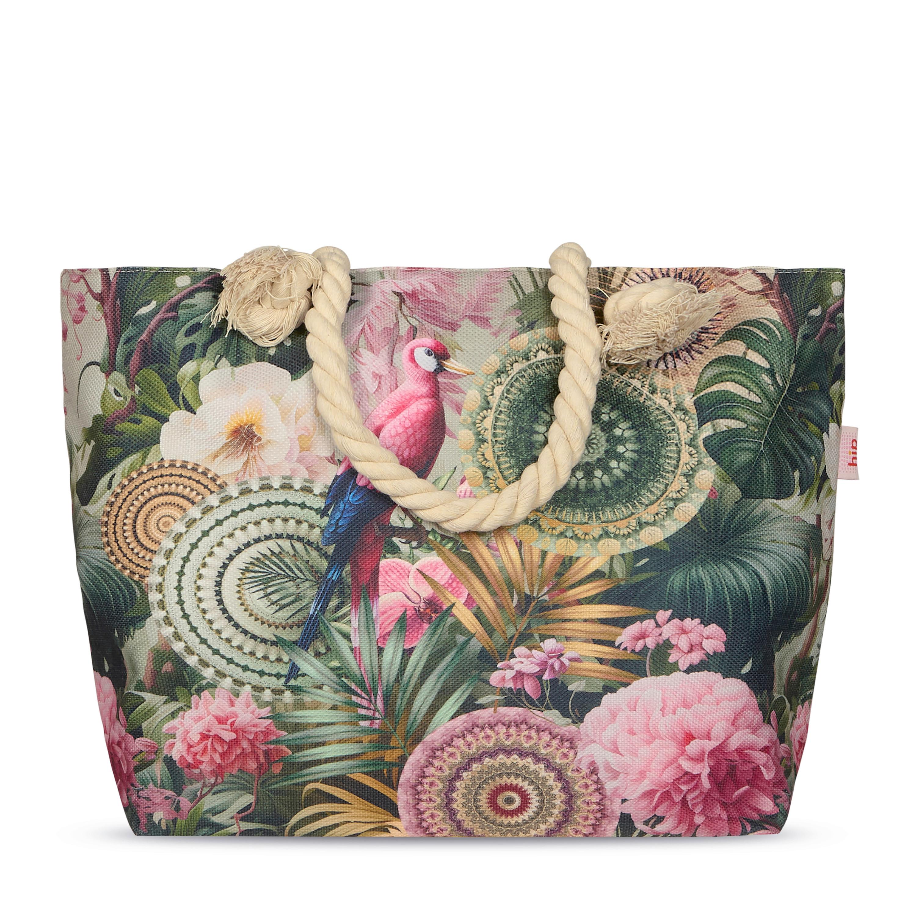 STRANDTASCHE PALAY - Hellrosa/Grün, Basics, Textil (60/43cm)