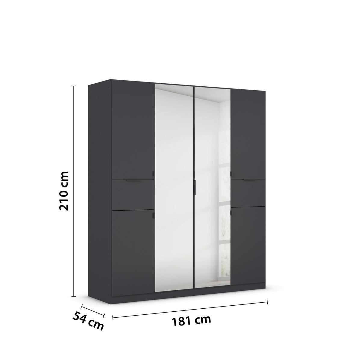 Drehtürenschrank 181 cm Ticao Grau - Silberfarben/Grau, MODERN, Holzwerkstoff (181/210/54cm) - Rauch Möbel