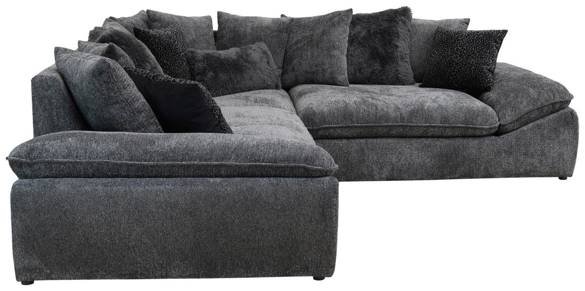 Sedačka DIUN, symetrická, antracitová, se 14 polštáři - šedá/černá, Trend, textil (278/278cm) - Luca Bessoni