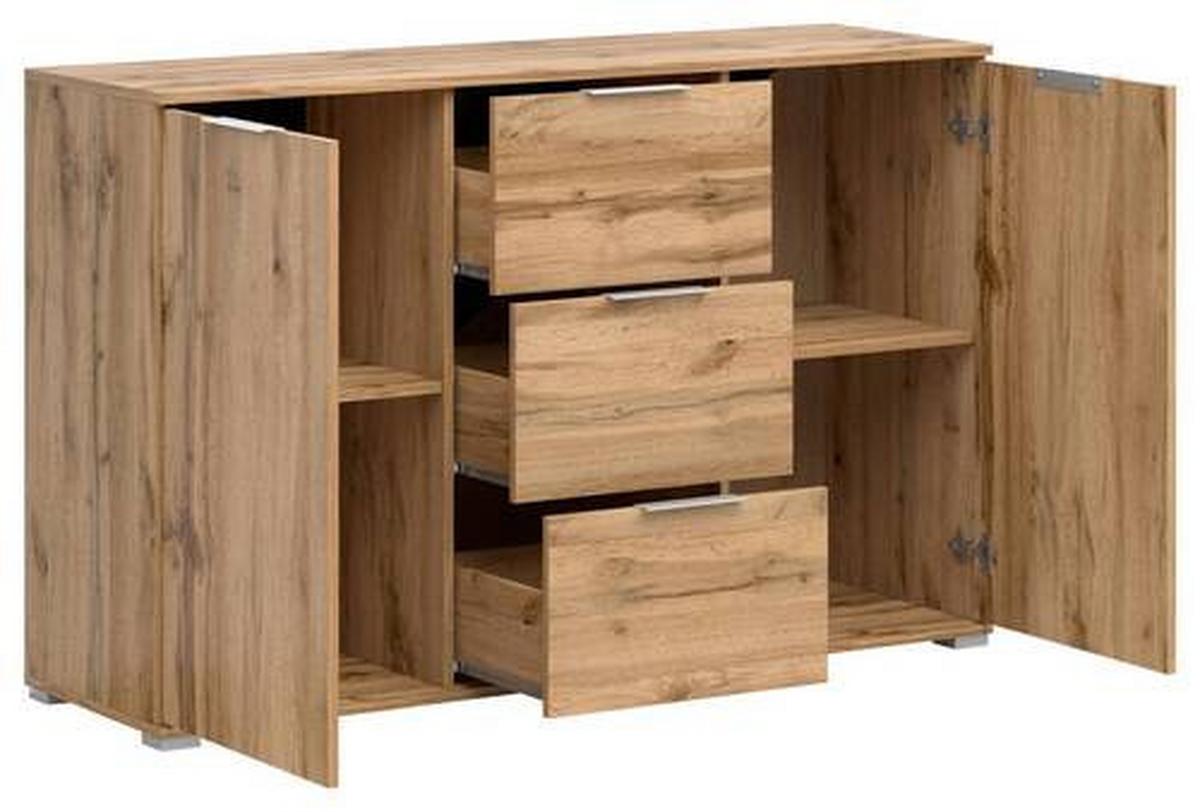 Kommode Zele Chest Of Drawers - Silberfarben/Eiche Wotan, Design, Holzwerkstoff (135/86/41cm)