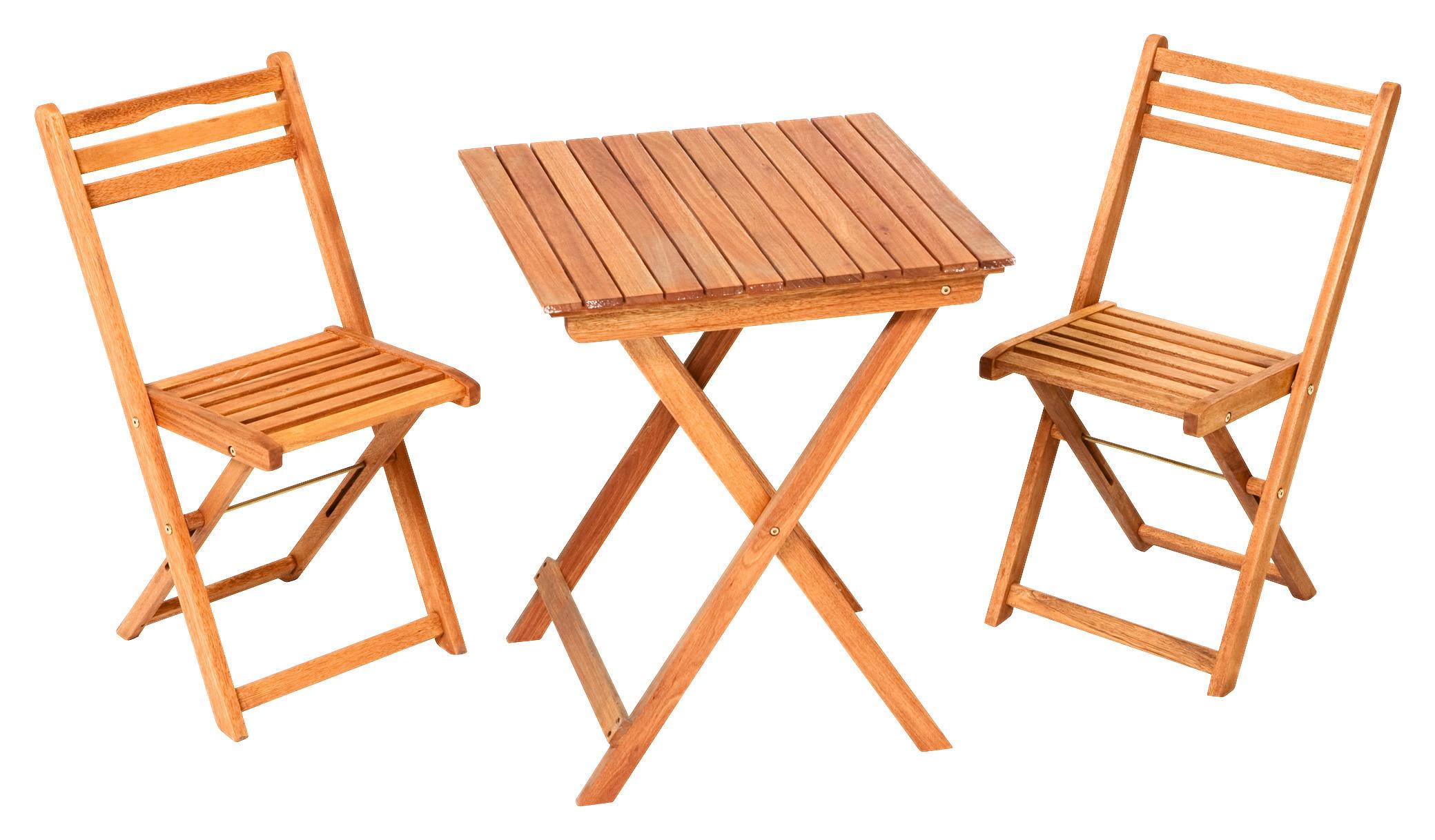 Balkonmöbel Set Porto Klappbar Aus Echtholz Massiv - Naturfarben, KONVENTIONELL, Holz (40/82/49cm) - Gardenson