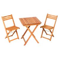 Balkonmöbel Set Porto Klappbar Aus Echtholz Massiv - Naturfarben, KONVENTIONELL, Holz (40/82/49cm) - Gardenson