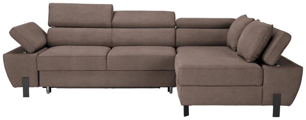 Rohová sedačka MILNA, pravá, šedohnědá - černá/šedohnědá, Moderní, kov/dřevo (277/189cm) - Mömax