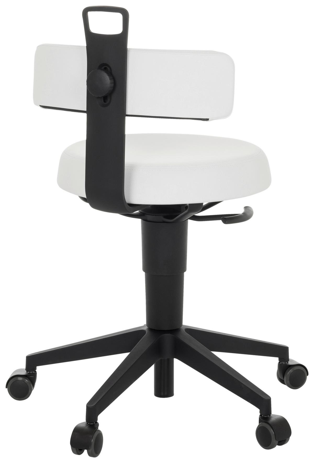Bürohocker Top Work Flex Pu - Schwarz/Weiß, Basics, Leder/Kunststoff (40/74-86/46cm) - MID.YOU