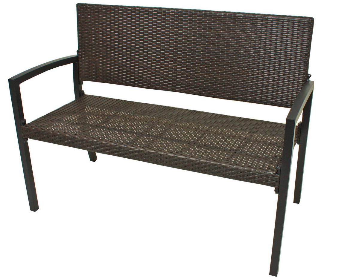 Gartenbank Kunststoff 2-Sitzer - Schwarz/Braun, Basics, Kunststoff/Metall (116/60/87cm) - Gardenson
