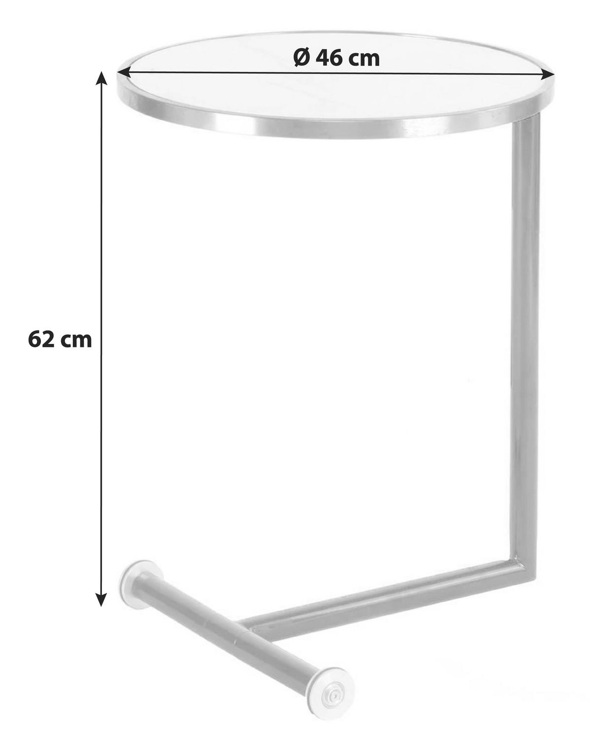 Beistelltisch Rund Servant Weiß/Goldfarben - Goldfarben/Schwarz, Basics, Glas/Metall (46/46/62cm) - Kayoom