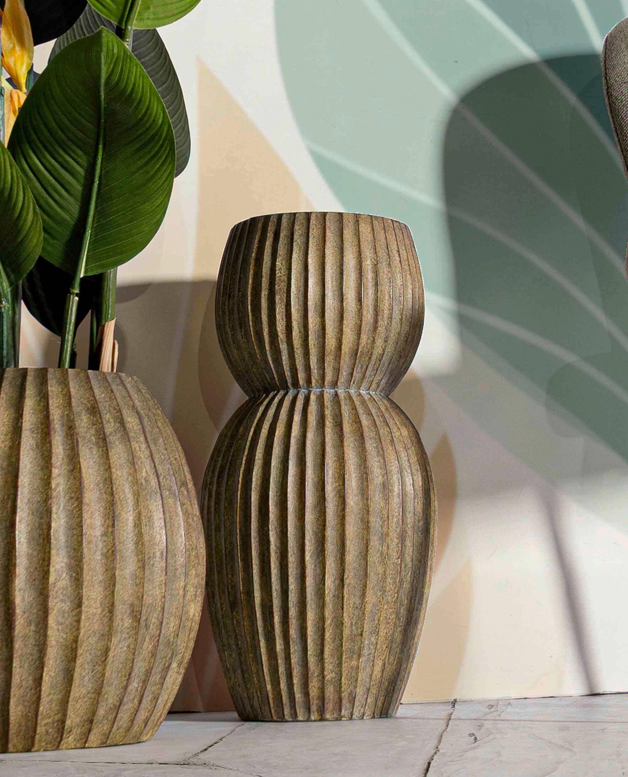 Vase Breeze Pot Olivgrün B: 25 cm - Olivgrün, Basics, Metall (25/52.5/25cm)