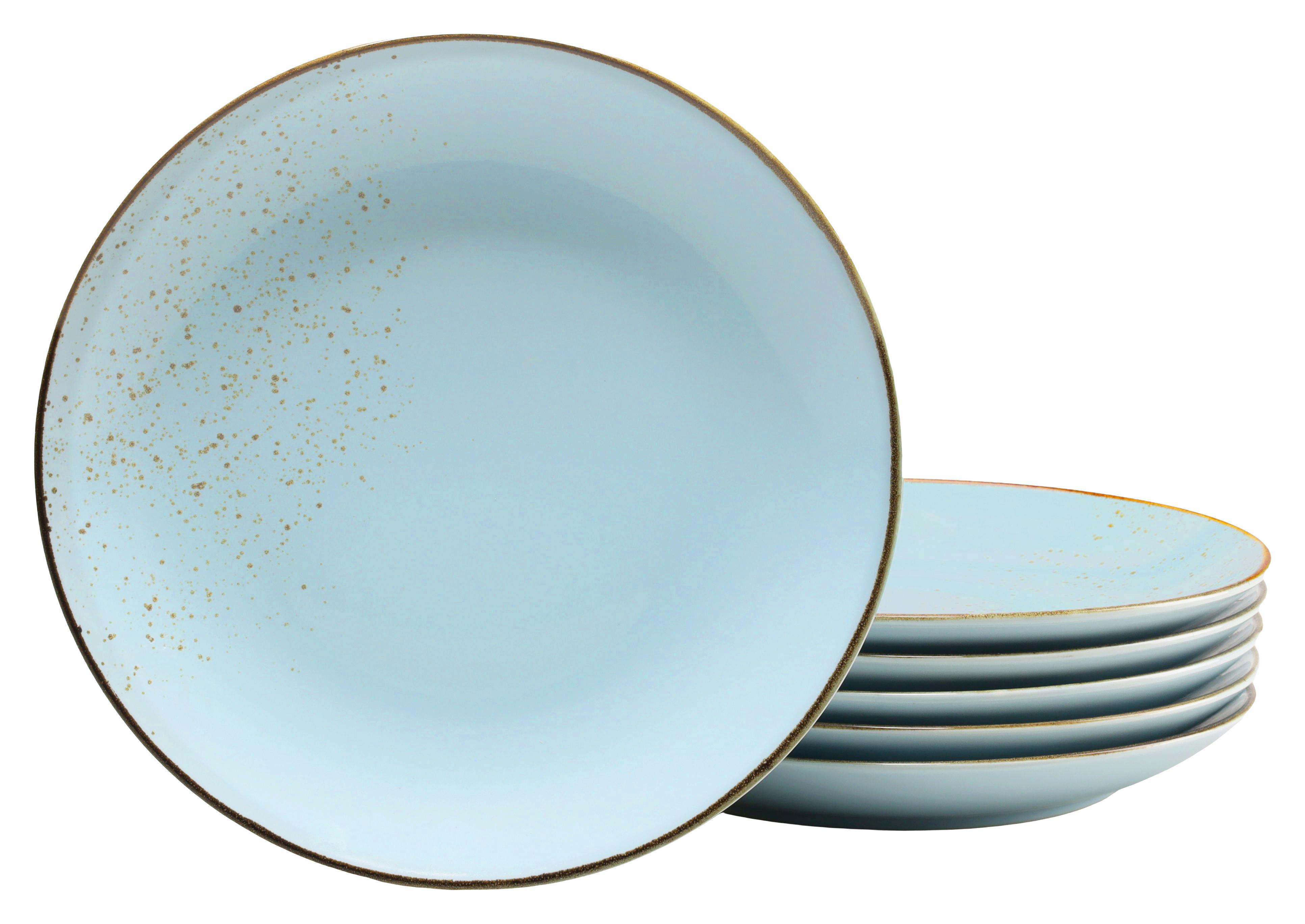 Sada plytkých tanierov NATURE COLLECTION, 6-dielna - pastelová modrá, Trend, keramika (27cm) - Creatable