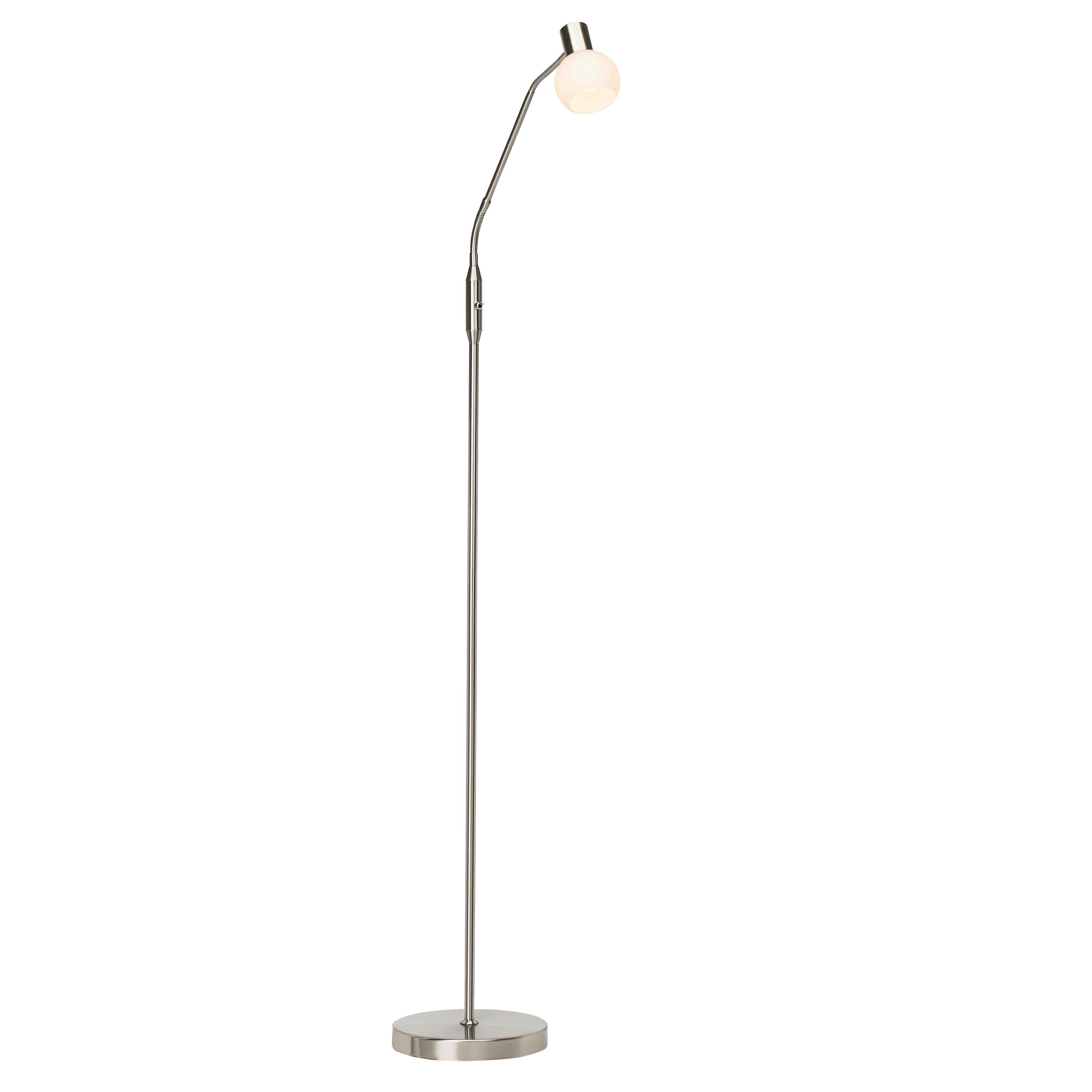 Stehlampe Philo Silberfarben/Weiß Kippschalter - Silberfarben/Weiß, Basics, Glas/Metall (140/22,5/60cm) - Brilliant