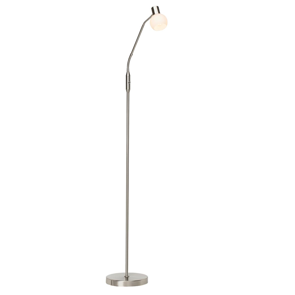 Stehlampe Philo Silberfarben/weiß Kippschalter - Silberfarben/Weiß, Basics, Glas/Metall (140/22,5/60cm) - Brilliant