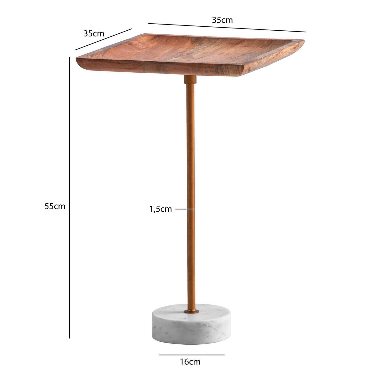 Beistelltisch Goldfarben, Eiche L: 35 cm - Eichefarben/Goldfarben, Design, Holz/Stein (35/35/55cm) - Livetastic