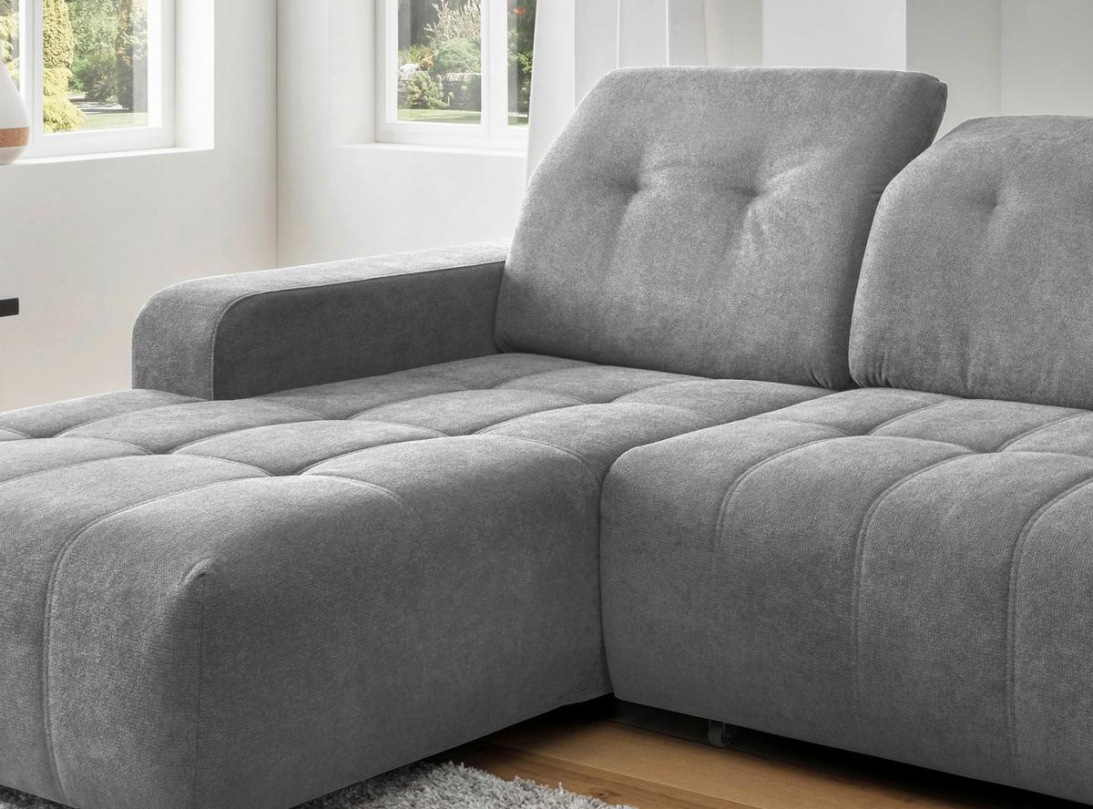 Ecksofa Vicari Dunkelgrau S: 292x185cm - Dunkelgrau/Schwarz, MODERN, Textil (292/185cm) - Livetastic