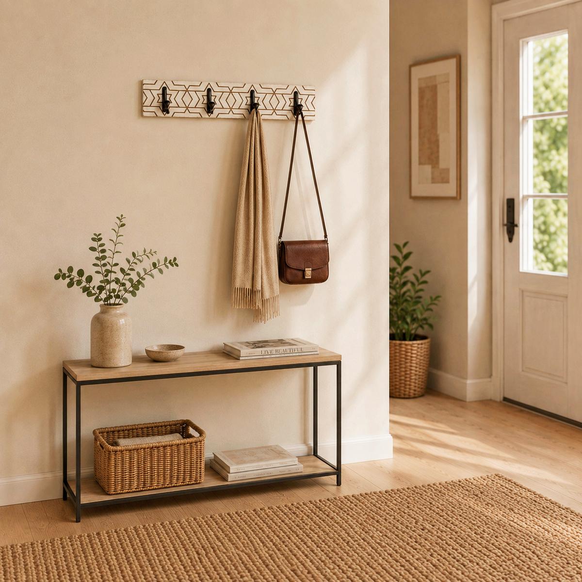 HAKENLEISTE LINA - Schwarz/Weiß, MODERN, Holzwerkstoff (60/13/6cm)