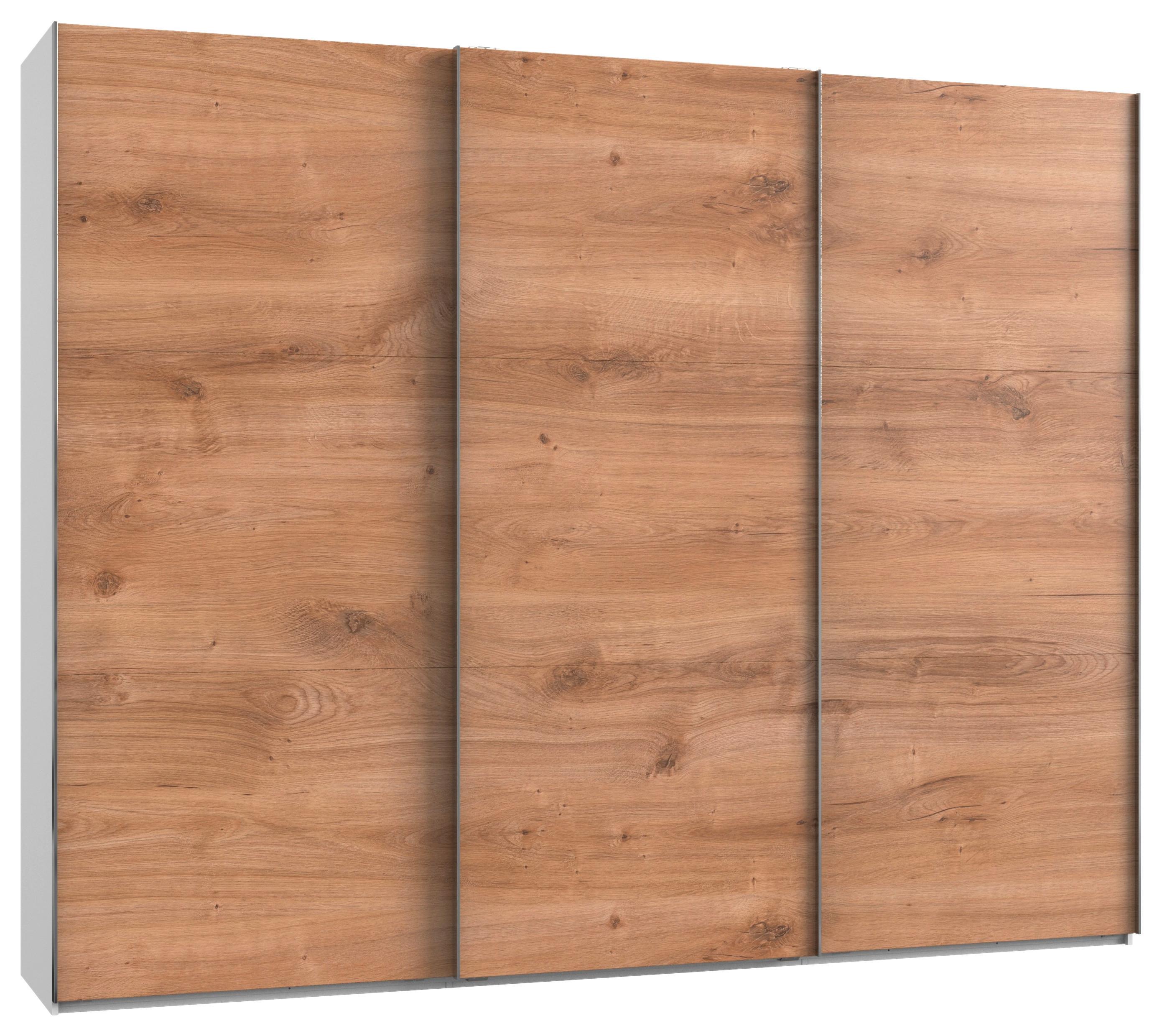 Schwebetürenschrank 300cm Level, Weiß/Eiche Dekor