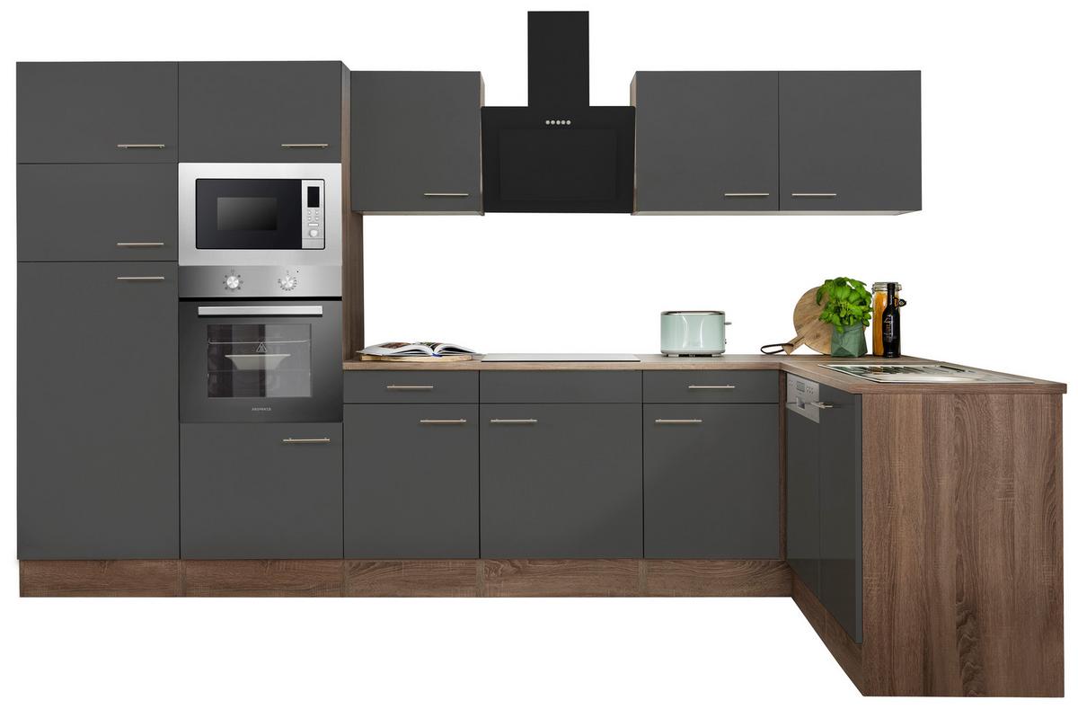 Eckküche Oliver L-Küchenblock 340 cm - Eichefarben/Grau, Basics, Holzwerkstoff (340/172cm) - Respekta