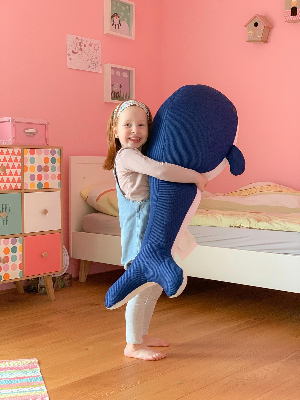 Schwimmtier Wal Blau, L/B/H: 50x104x30cm - Blau, KONVENTIONELL, Textil (50/104/30cm)