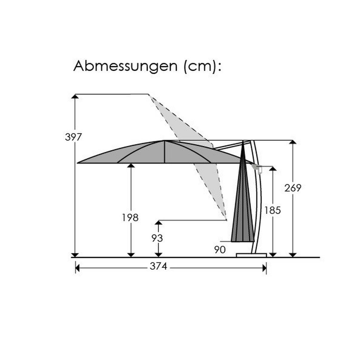 Ampelschirm BxHxT: 374x269x350 cm Anthrazit - Anthrazit/Grau, Basics, Textil/Metall (374/269/350cm) - Schneider