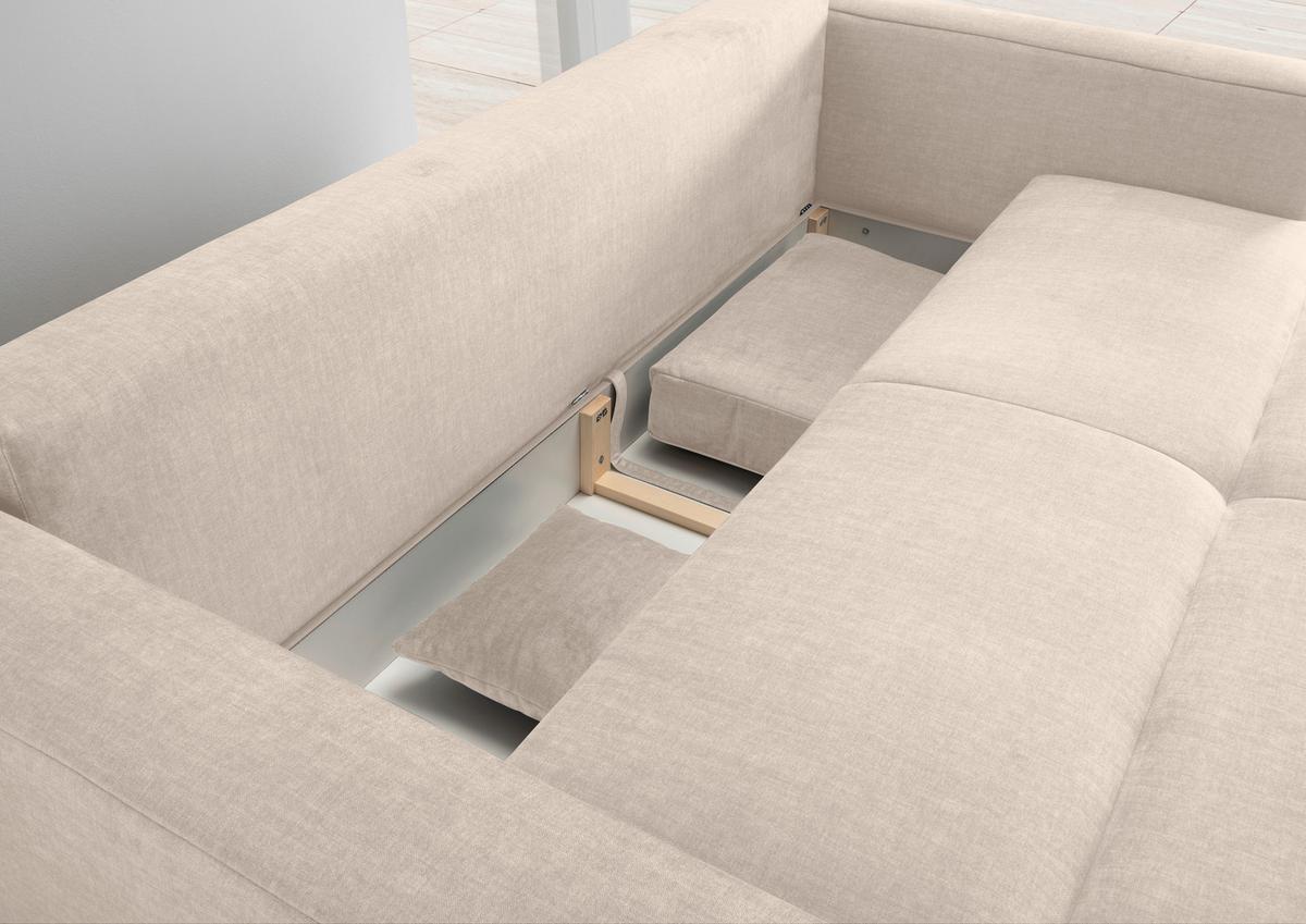 Schlafsofa Longo, Creme B: 245 Cm - Creme/Schwarz, MODERN, Textil (245/86/126cm) - Livetastic