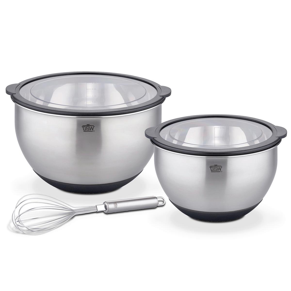 Rührschüsselset Primo Edelstahl, 3-teilig - Edelstahlfarben, Basics, Metall - GSW