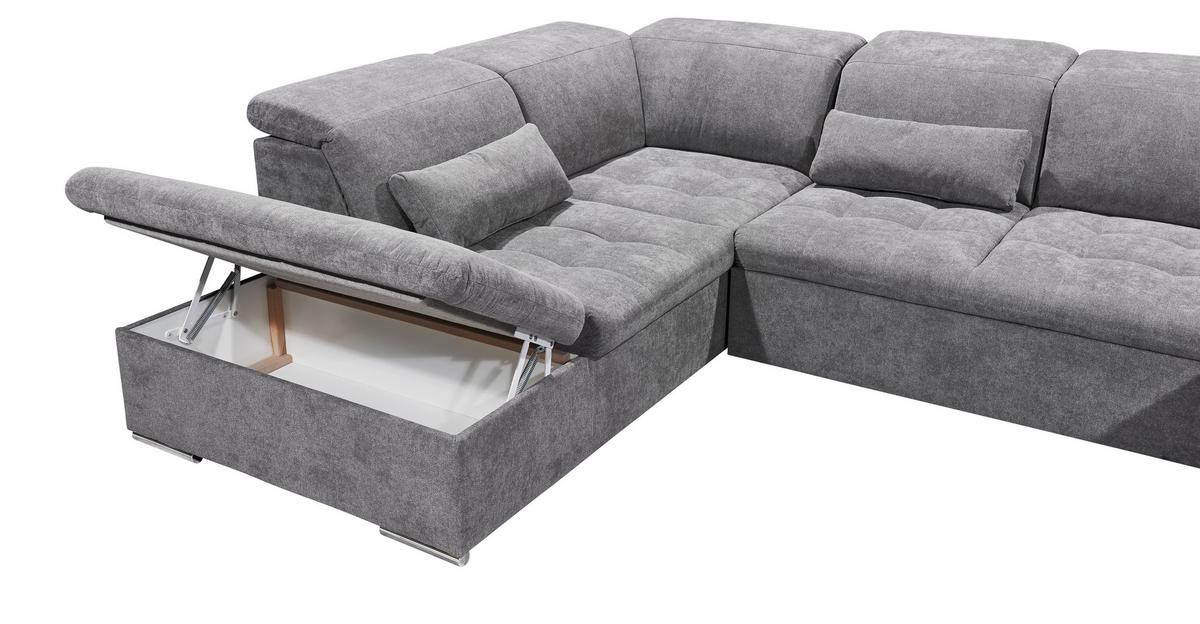 Sedací souprava WAYNE U - šedá/barvy stříbra, Konvenční, textil/plast (240/340/188cm) - MID.YOU